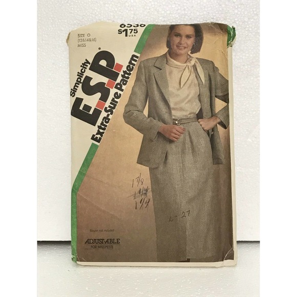 Simplicity 6536 ESP Extra Sure Pattern Misses Unlined Jacket Slim Skirt Sewing - Picture 1 of 8